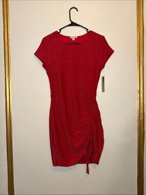 Derek Heart Shimmery Red Ruched Mini Dress